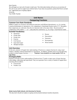 Unit Name: Comparing Fractions
