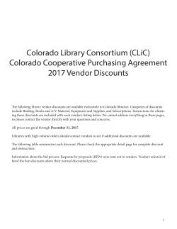 Colorado Cooperative Purchasing Agreement 2017 Vendor Discounts