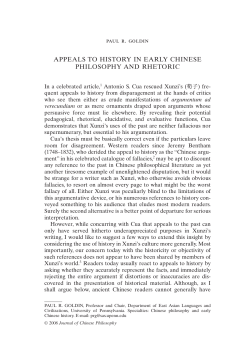 Appeals to History in Early Chinese Philosophy and Rhetoric