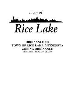 ORDINANCE #22 TOWN OF RICE LAKE, MINNESOTA ZONING