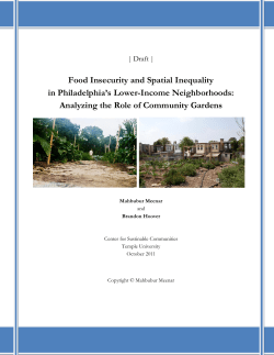 Food Insecurity and Spatial Inequality in Philadelphia`s Lower