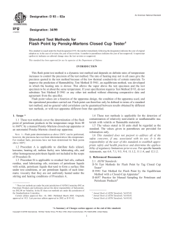 Standard Test Methods for Flash Point by Pensky