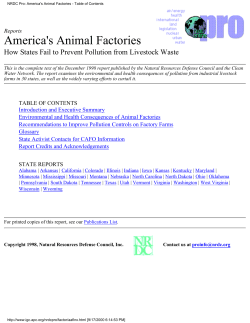 America`s Animal Factories: How States Fail to Prevent Pollution