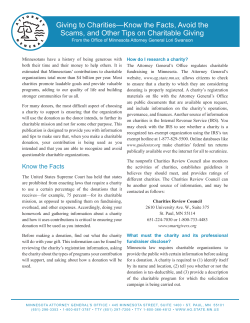 Giving to Charities—Know the Facts, Avoid the Scams, and Other