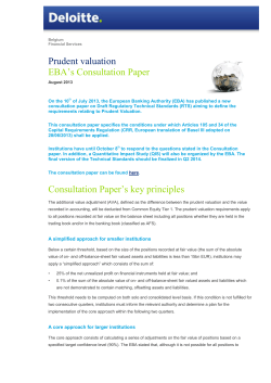 Prudent valuation EBA`s Consultation Paper