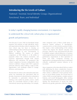 Intruducing the Six Levels of Culture(1)