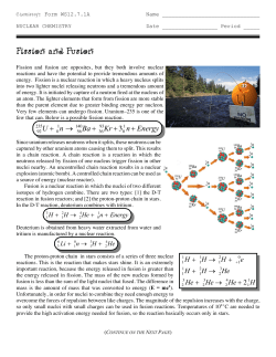 Fission vs Fusion reading