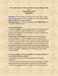 ENGLISH 3331:01 SURVEY OF ENGLISH LITERATURE, Pt. 1
