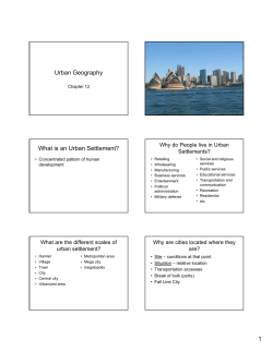 Urban Geography What is an Urban Settlement?
