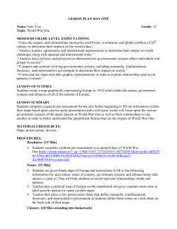 LESSON PLAN DAY ONE Name:Nate Vize Grade: 12 Topic: World