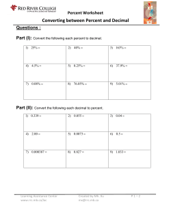 Converting between Percent and Decimal
