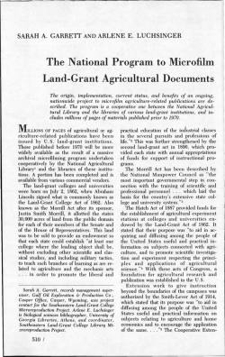 The National Program to Microfilm Land