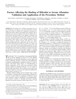 Factors Affecting the Binding of Bilirubin to Serum Albumins