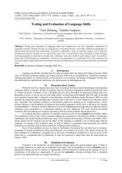 Testing and Evaluation of Language Skills