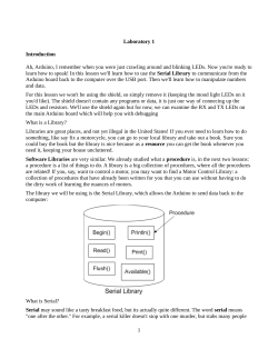 Laboratory 1 Introduction Ah, Arduino, I remember when you were