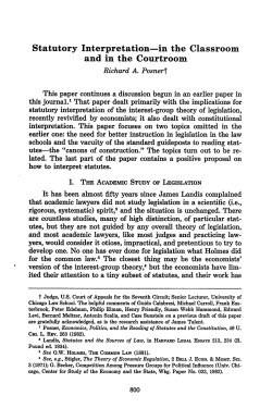 Statutory Interpretation: In the Classroom and in the Courtroom