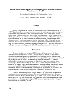 A Design of Experiments Approach Defining the