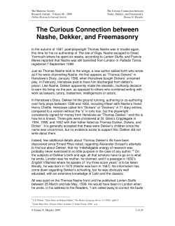 The Curious Connection between Nashe, Dekker, and Freemasonry