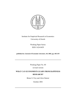 Institute for Empirical Research in Economics University of Zurich