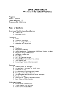 STATE LAW SUMMARY Overview of the State of Oklahoma Table of