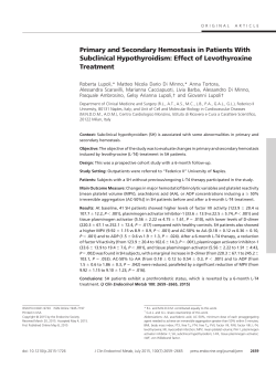 Primary and Secondary Hemostasis in Patients With Subclinical