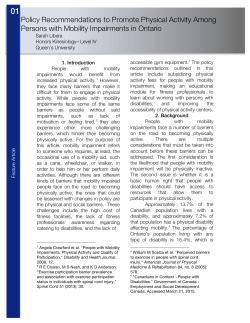 Policy Recommendations to Promote Physical Activity Among