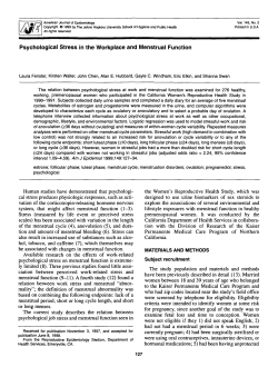 Psychological Stress in the Workplace and Menstrual Function