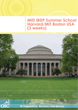 MID IBDP Summer School Harvard/MIT Boston