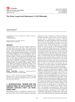 The Moses Legend and Shakespeare`s Life Philosophy