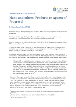 Mabo and others: Products or Agents of Progress?1