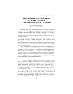 Anglican Temperance Movements in England, 1859