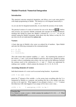 Matlab Practical: Numerical Integration