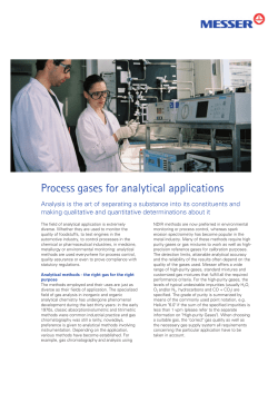 Process gases for analytical applications