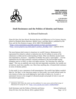 Draft Resistance and the Politics of Identity and Status