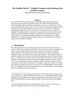 English Grammar and teaching in the twentieth
