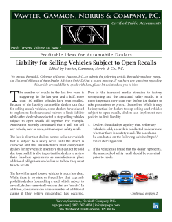 Liability for Selling Vehicles Subject to Open Recalls