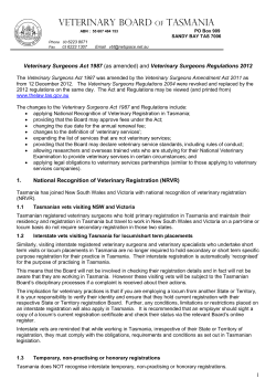 The Veterinary board of tasmania