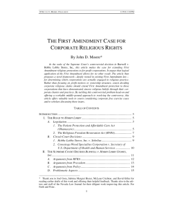 the first amendment case for corporate religious rights