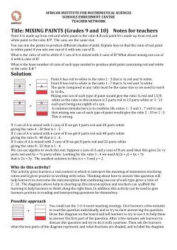 Title: MIXING PAINTS (Grades 9 and 10) Notes for teachers Solution