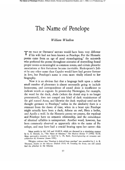The Name of Penelope - Greek, Roman, and Byzantine Studies