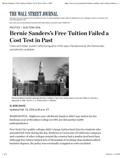 Bernie Sanders`s Free Tuition Failed a Cost Test