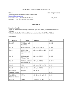 1 CALIFORNIA INSTITUTE OF TECHNOLOGY Hum 2 Prof. Morgan