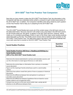 2014 GED Test Free Practice Test Companion Social Studies
