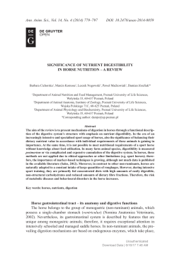 Significance of Nutrient Digestibility in Horse Nutrition&ndash;A Review