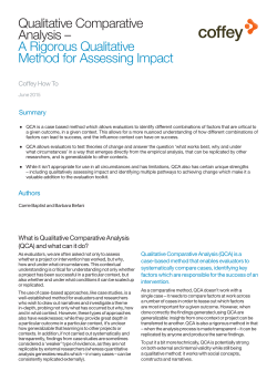 Qualitative Comparative Analysis &ndash; A Rigorous Qualitative Method