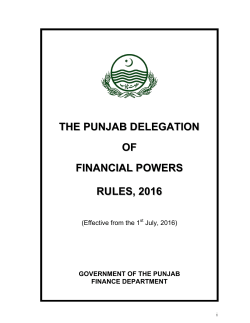 THE PUNJAB DELEGATION OF FINANCIAL POWERS RULES, 2016