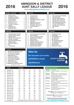 League Fixtures - Abingdon Aunt Sally