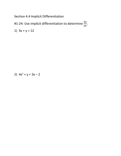 Section 4.4 Implicit Differentiation #1-24: Use implicit