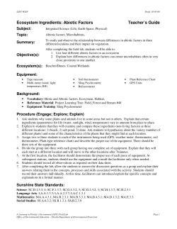 Ecosystem Ingredients: Abiotic Factors Teacher`s Guide