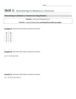 Skill 1: Determining if a Relation is a Function